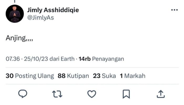Duh! Prof Jimly Respon Kicauan Netizen dengan Sebutan Binatang, Lalu Dihapus
