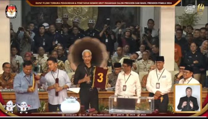Nomor Urut Capres-Cawapres 2024: Anies 1, Prabowo 2, Ganjar 3