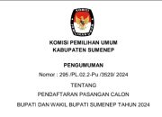 KPU Umumkan Jadwal Pendaftaran Paslon Pilkada Sumenep 2024