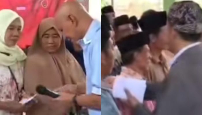 Pakai Kaos Bernomor 2, Said Abdullah Paman Cabup Petahana Sumenep Bagi-Bagi Amplop ke Warga