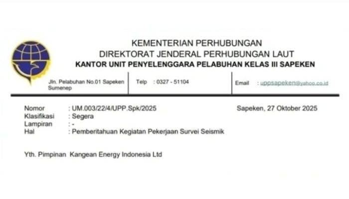 Kantor UPP Kelas III Sapeken Bersurat ke PT KEI, Minta Pertimbangkan Lagi Survei Seismik