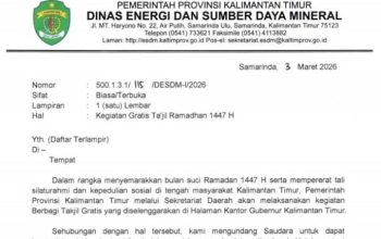 Surat berkop Pemprov Kaltim minta sumbangan ke perusahaan untuk kegiatan berbagi takjil gratis. [Screenshot]