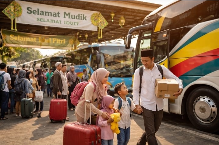 Gambar ilustrasi mudik Lebaran.