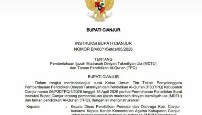 Pemkab Cianjur Jadikan Ijazah Diniyah dan TPQ Syarat Masuk SMP/MTs