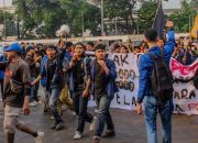 Aksi demonstrasi mahasiswa USM di depan Gedung DPR RI, Senayan, Jakarta Pusat, pada Senin (15/6/2026).