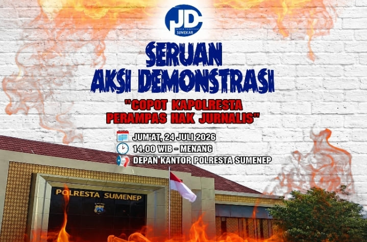 Poster rencana aksi demomstrasi menuntut pencopotan Kapolresta Sumenep Kombes Pol Ariek Andri Sentanu.
