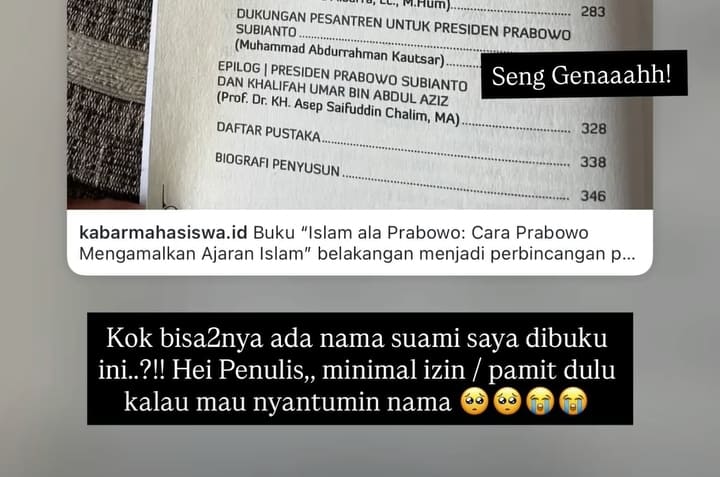 Tangkapan layar unggahan story Instagram istri Gus Kautsar.